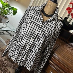 Preston & York Long-Sleeved Modern Fit Button-Down Shirt | Cream & Black Pattern